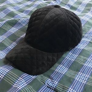 Black velvet quilted baseball cap